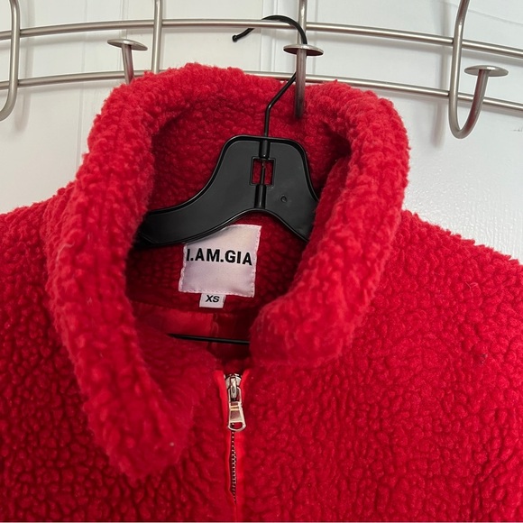 I AM GIA Red Pixie Teddy Coat - Picture 3 of 7